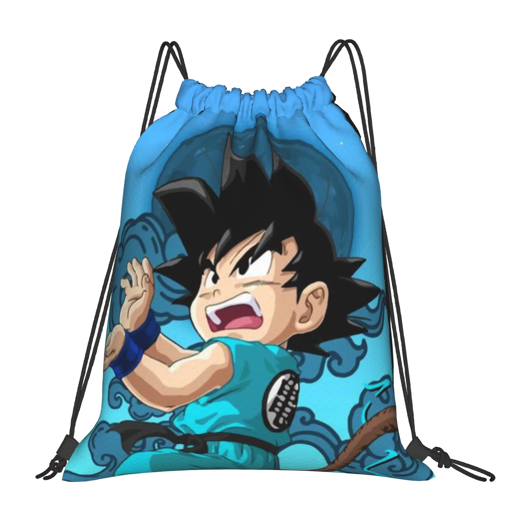 Mochila Deportiva Portátil con Cordón Azul de Son Goku Dragon Ball, Mochila para Montar a Caballo, Bolsas con Cordón para Zapatos de Gimnasio
