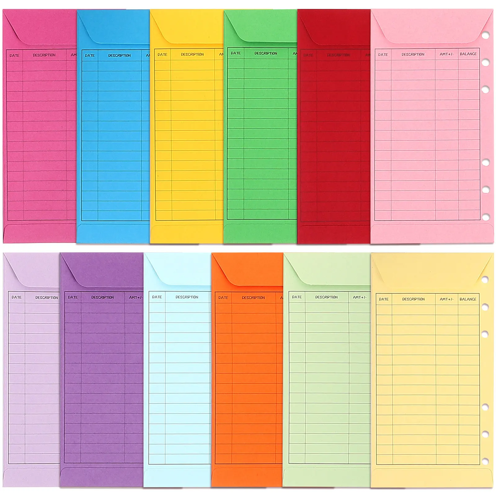 

12 шт. толстых бумажных конвертов для хранения наличных, аксессуары для папок-регистраторов с несколькими отверстиями, карманы для папок-регистраторов