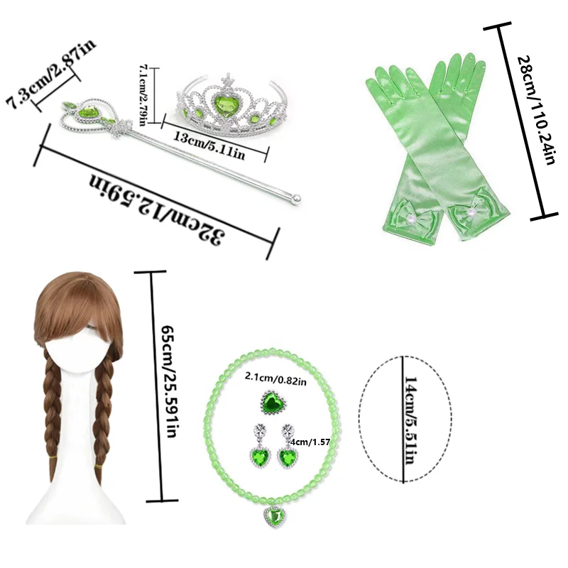 ชุดเครื่องประดับเจ้าหญิง PESENAR: มีมงกุฎ สร้อยคอ และถักเปีย เหมาะสำหรับงานปาร์ตี้ธีมเจ้าหญิง