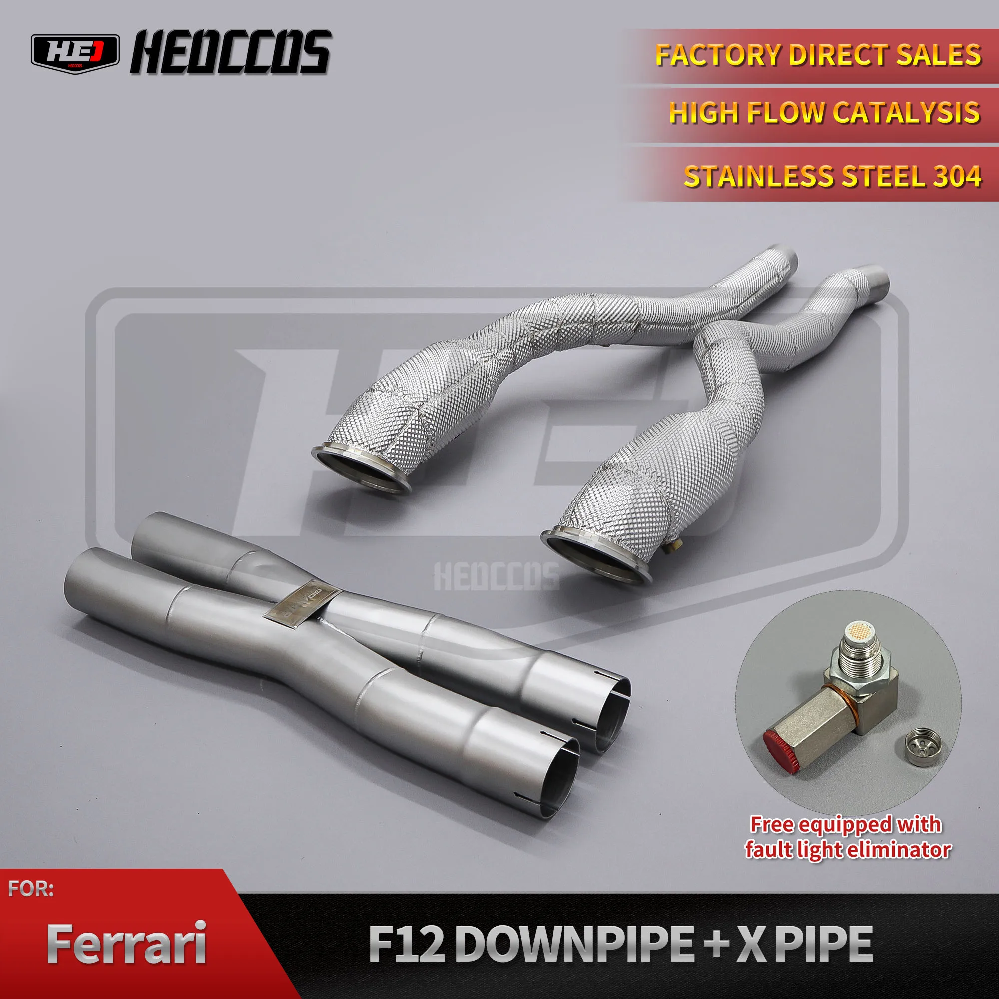 HEO Bolt‑on Downpipe With Catalytic For Ferrari F12 Berlinetta F152 2012‑2017 6.3L V12 Custom‑Fit Aftermarket Part
