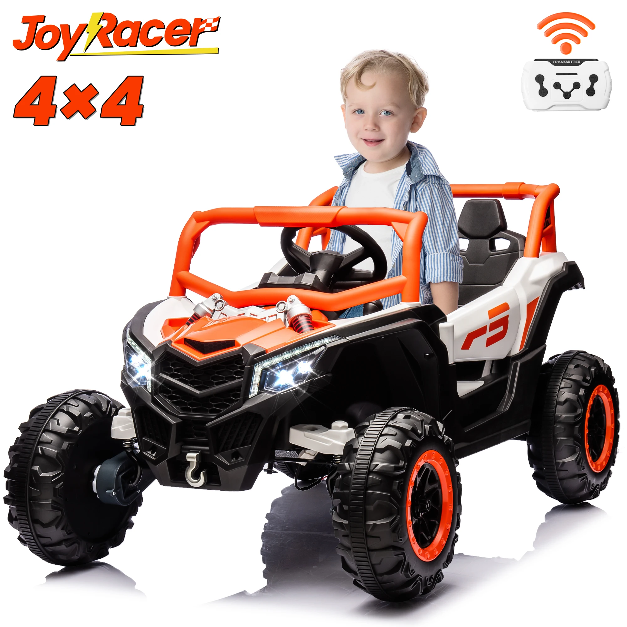 24V rit op auto voor kinderen met afstandsbediening, JOYRACER off-road UTV op batterijen, 4x150W motoren, 4 schokdempers, max. 4,5 mph