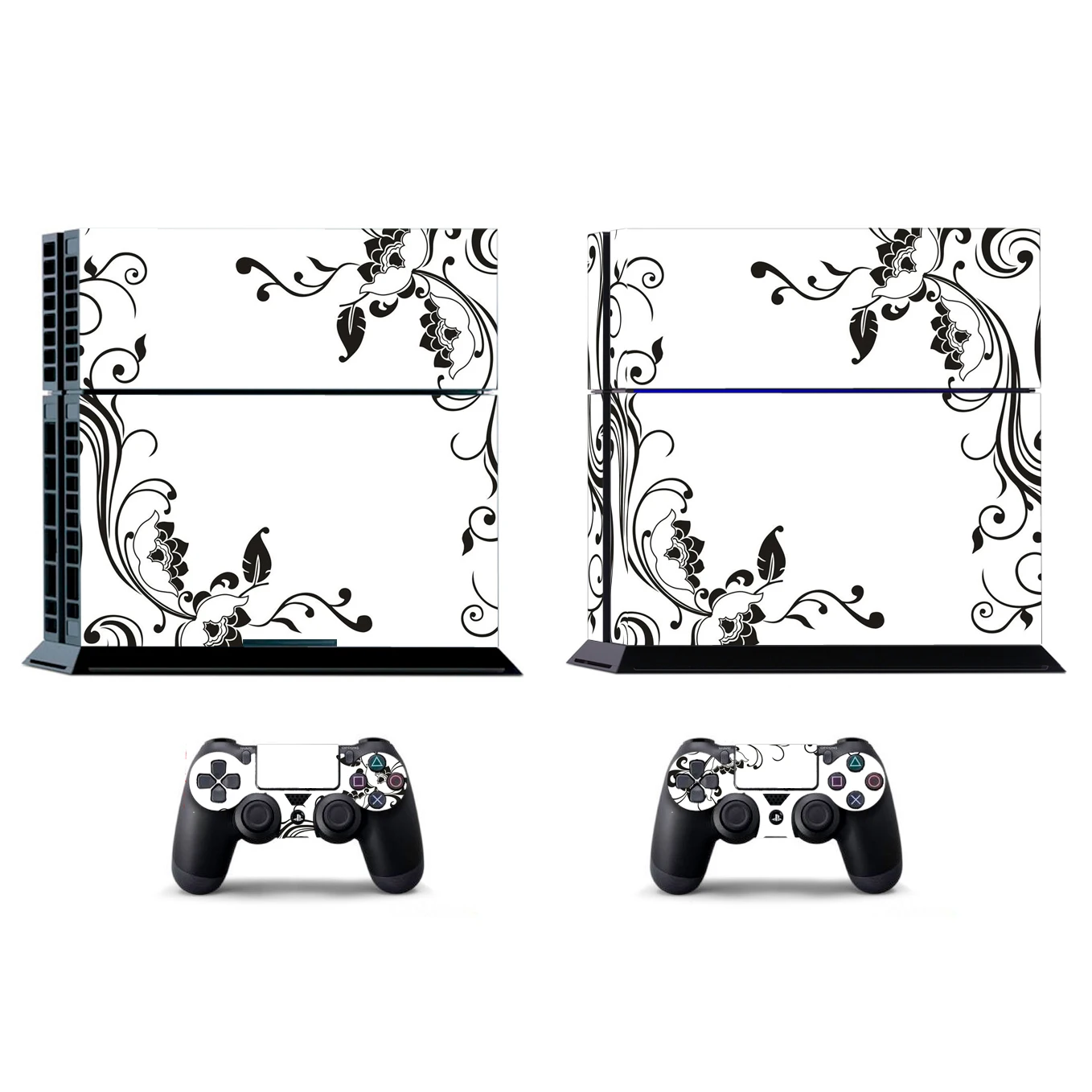 소니 PS4 플레이스테이션 4 및 2 컨트롤러 스킨 스티커, 블랙 블루 및 화이트 1458 비닐 스킨 스티커