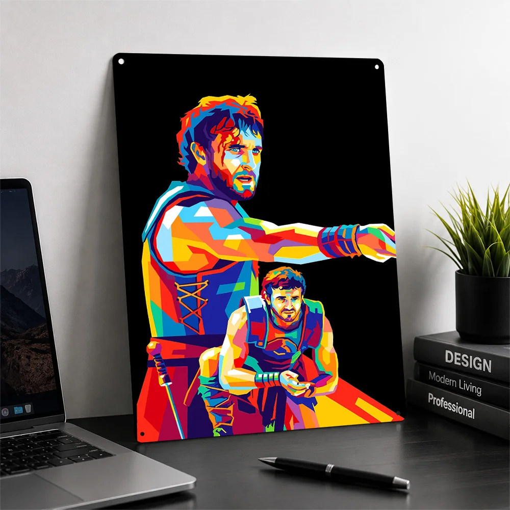 Maximus Decimus Meridius Pop Art Personalized 3D Textured Metal Poster Wall Art Tinplate Sign for Living Room Decoration Items