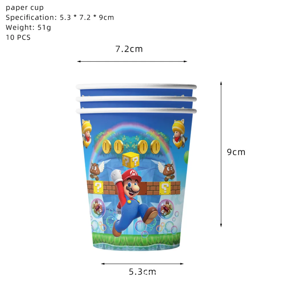 Super Mario Bros Birthday Party Decor  Mario 20pepole Tableware Set Tablecloth Plate Cup Baby Shower Kids Favors Party Supplies