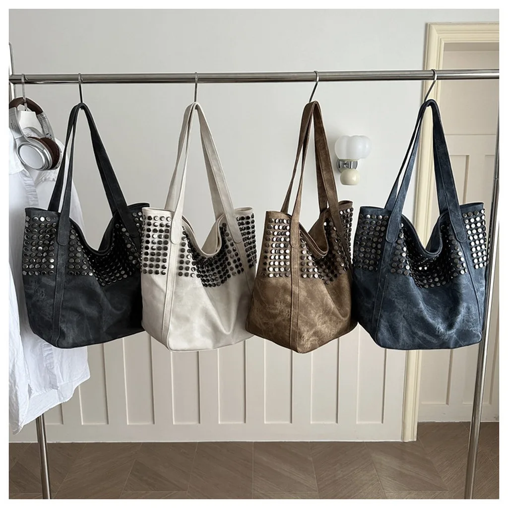 Women'S Shoulder Bag Large Capacity Hand Carry Bag Frosted Pu Leather Bag Medium Hardness Shoulder Handbag For Short Trips