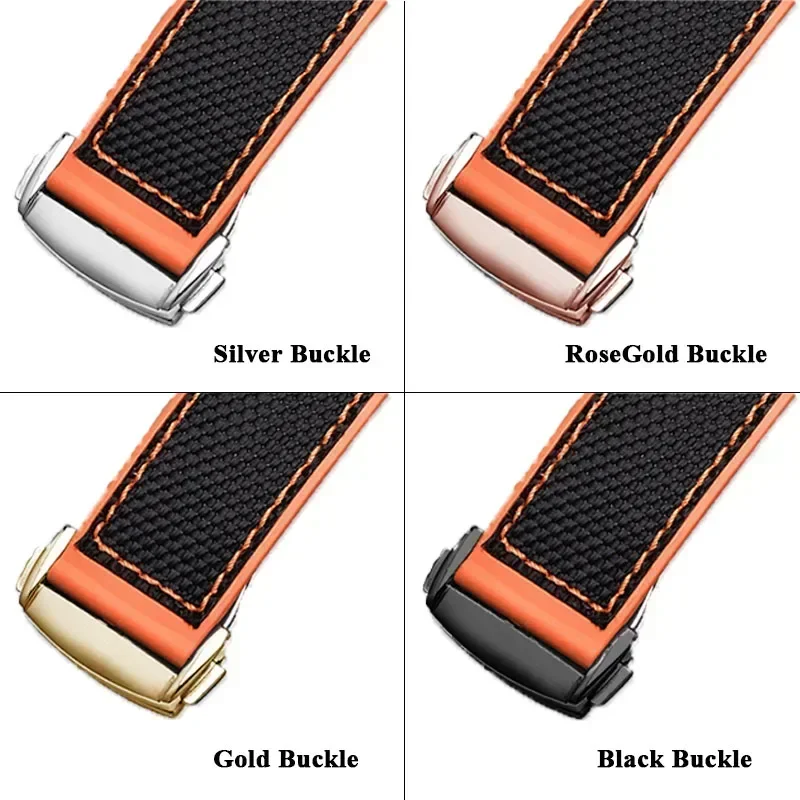 20mm 22mm Curved End Watch Strap for Omega Planet Ocean for Seamaster 300 AT150 Speedmaster Nylon Rubber Watch Band Accessories