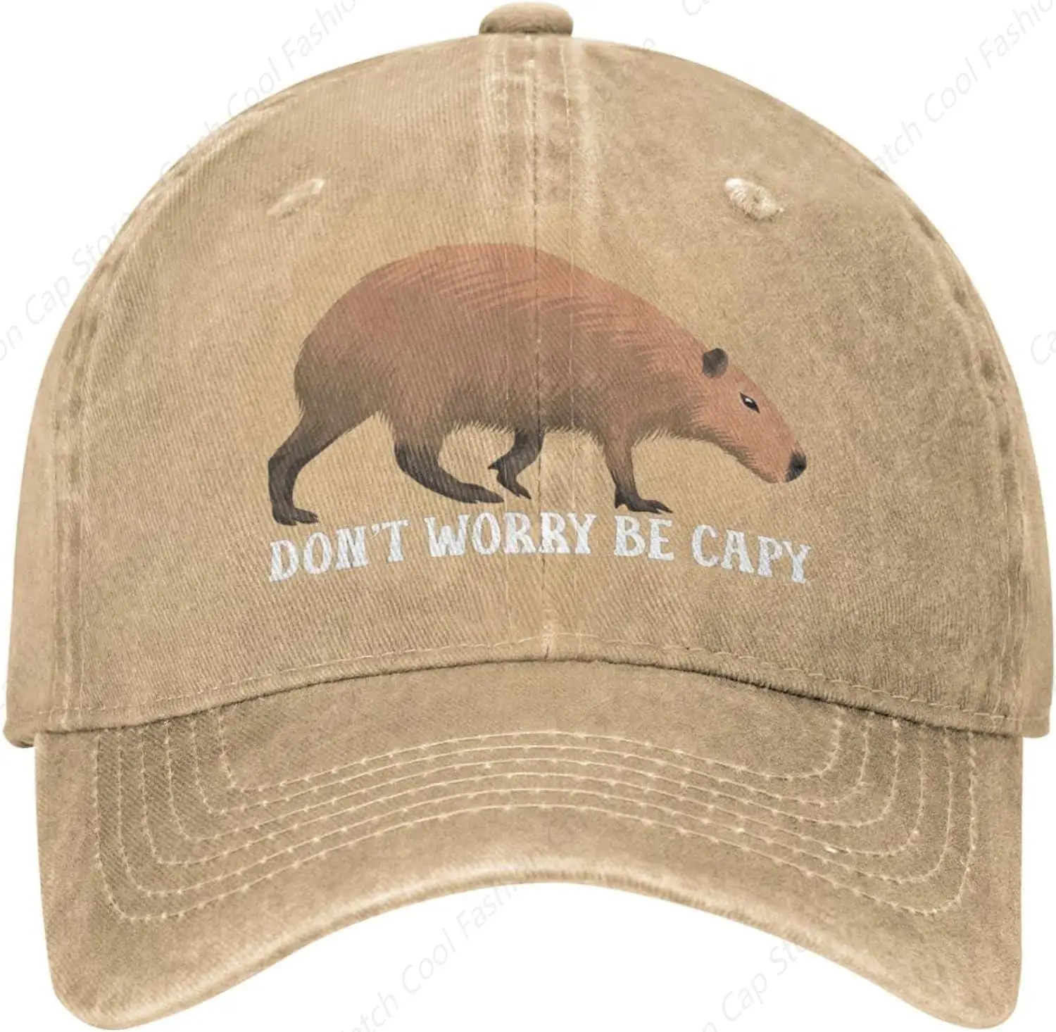 Capybara Don't Be Worry Be Capy Baseball Cap Spring Autumn Visor Cap Hip Hop Washed Cotton Casquette Distressed Denim Hat Sports