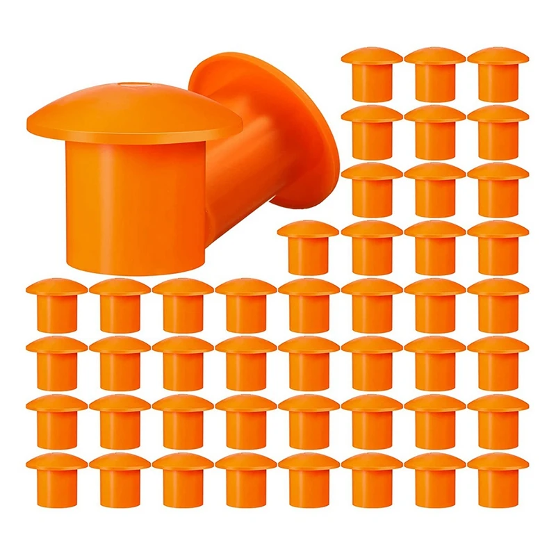 100 Pcs Mushroom Rebar Cap For Rebar 3 To 7, Orange Color, 2.36 X 2.17 X 1.5 Inches