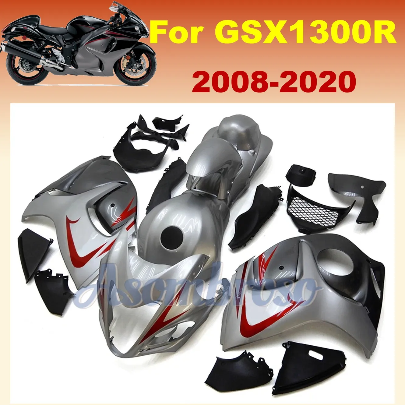 

ABS Fairings For Suzuki Hayabusa GSX1300R 2008-2020 GSX 1300R GSXR1300 Silver Grey Bodywork Panels Cover