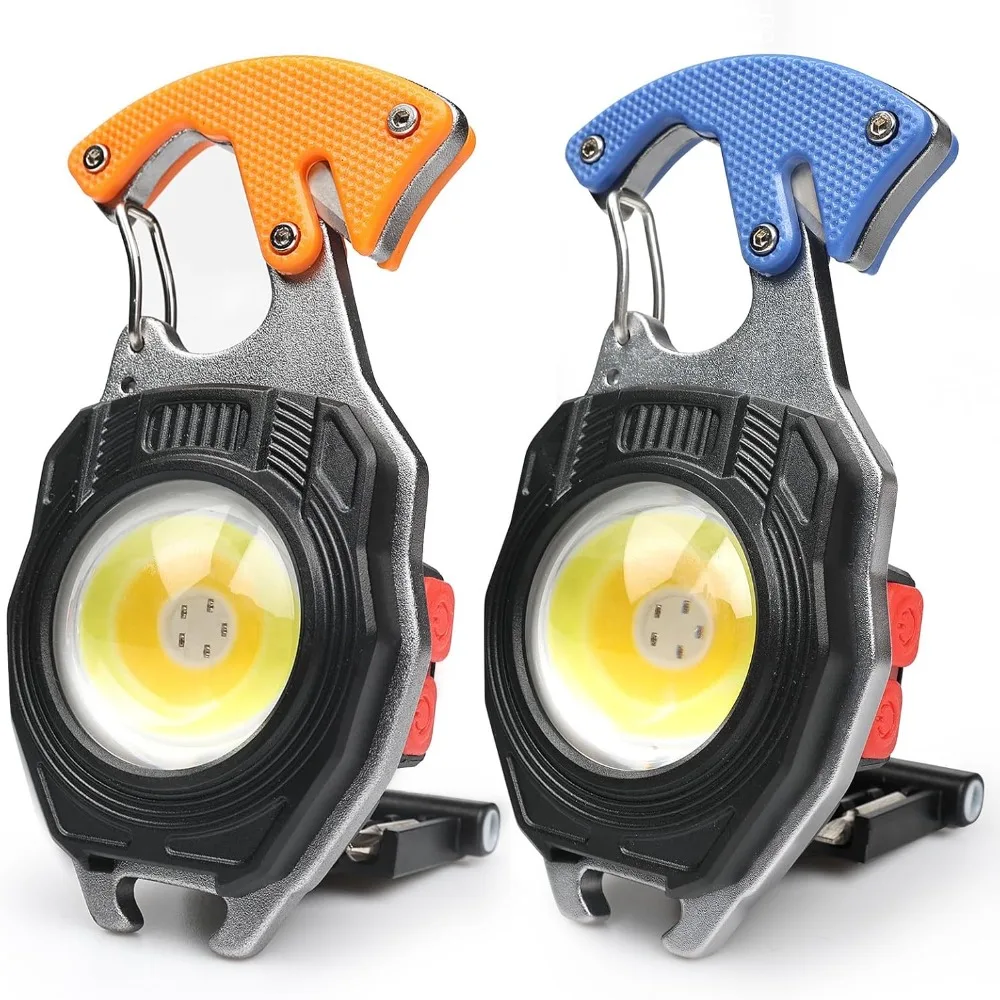 

7 Light Modes Keychain Work Light 1600Lumen With Folding Bracket Rechargeable Flashlight Screwdriver Bottle Opener