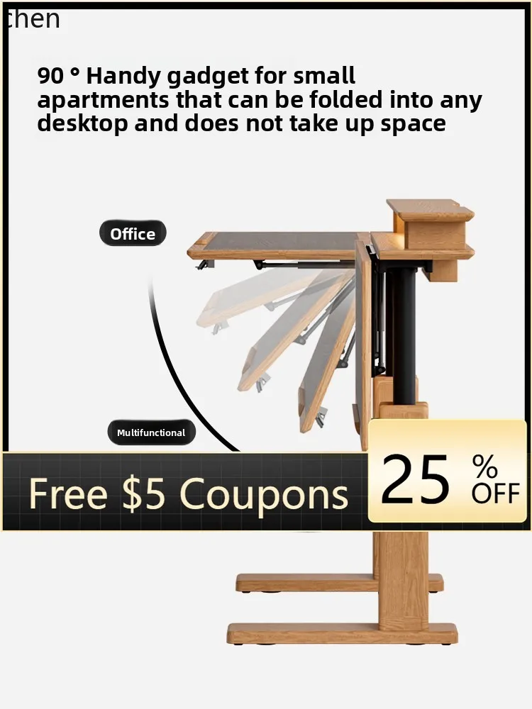 

solid wood electric lifting table adjustable e-sports study office computer workbench