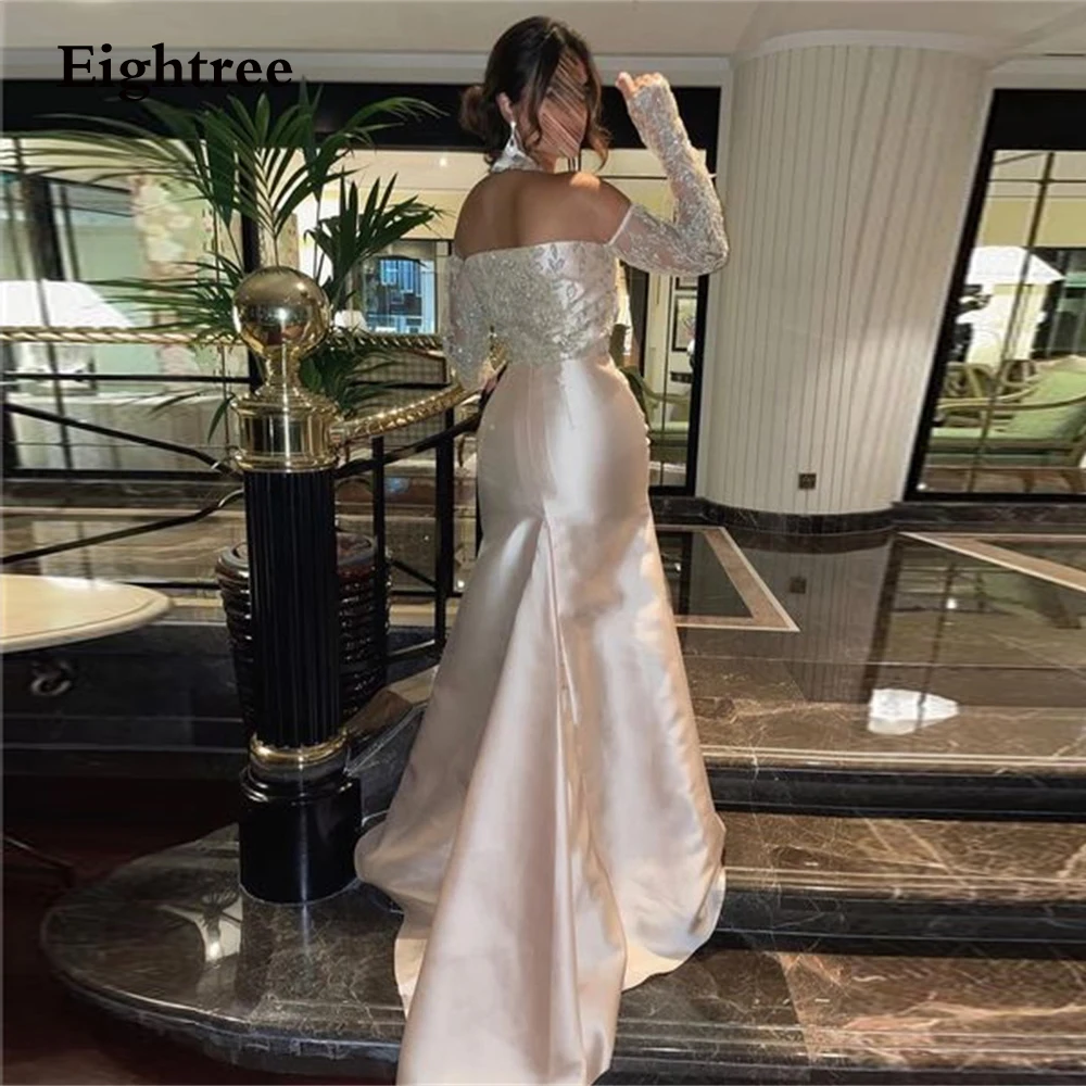 

Eightree Vintage Prom Dresses Stain Mermaid Appiques Halter Neck Abendkleider Dubai Evening Dress Robe De Soirée Party Grown