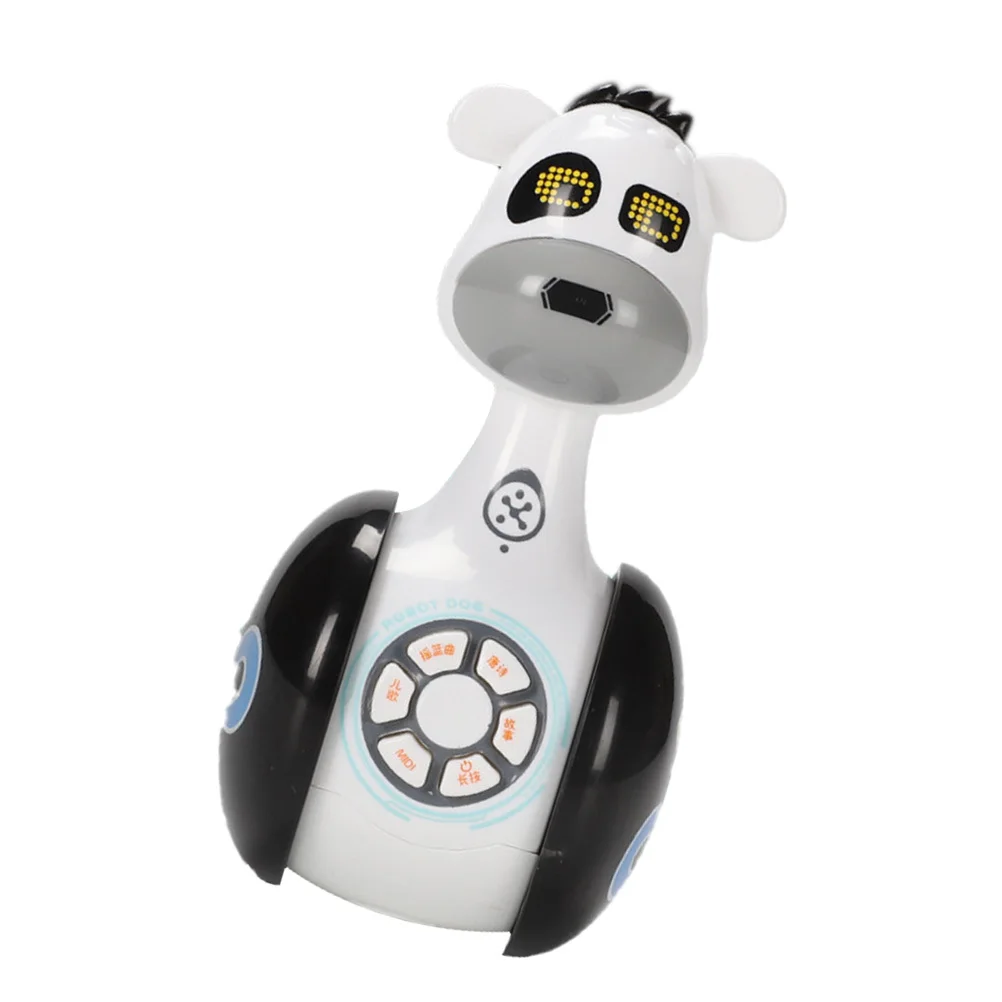 Leuchtende Geschichtenmaschine, Roboterhund, weiß, schwarz, Becher für Kleinkinder, Kinder, Spielzeug, Geschenk, glattes, sicheres Material, lustiges Lernen