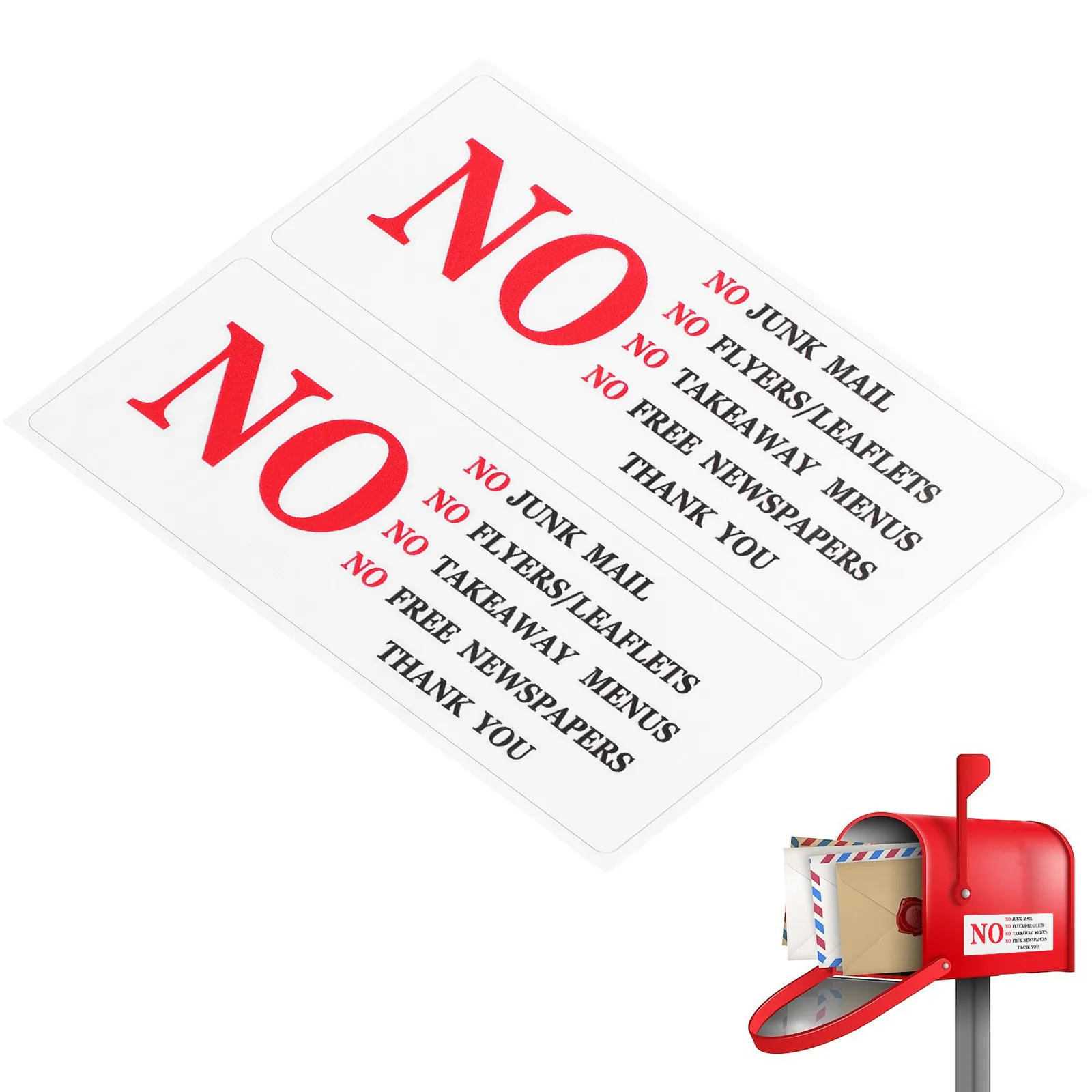 2Pcs No Junk Mail Sticker for Mailbox Waterproof Uv Resistant PVC Decal Functional Mailbox Communication Tool Residential