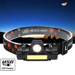 USB Rechargeable High Power LED Headlamp COB LED Flashlight Portable Headlight Powerful Outdoor Head Lantern Adjustable Magnet