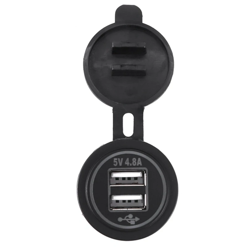 

5V 4.8A Dual Usb Charger Socket Adapter Power Socket For 12V 24V Car Ship Rv
