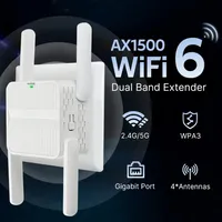 5Ghz AX1500 WiFi 6 Repeater Extender Signal Booster Dual Band 2.4G/5GHz Wi-Fi Signal Amplifier Long Range Network Easy Set