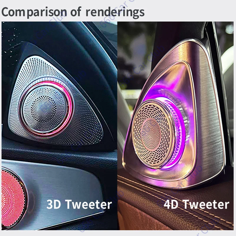 64-Colour  Rotary Treble For Mercedes Benz W205 W213 W222 W206 W223 X253 W177 GLB C E S C-Class Car LED Tweeter Speaker Horn！