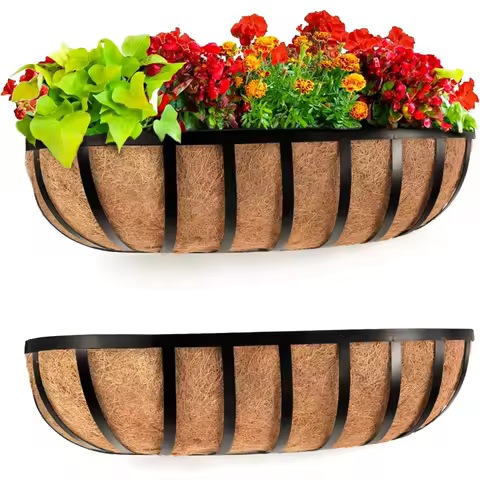 Railing Planter Window Box Deck Balcony Rail Planter 24 Inch for Porch Fence Patio Outdoor
