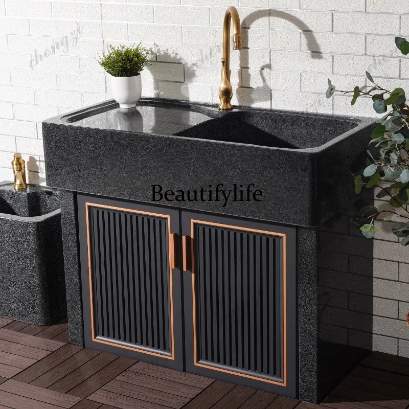 Natural whole stone laundry pool Villa courtyard Garden wash basin Outdoor stone wash basin Granite