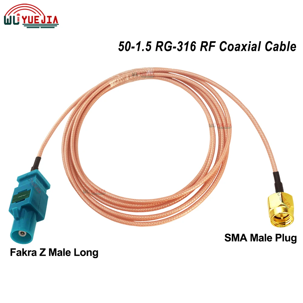 1Pcs RG-316 Fakra ABCDEFGHIKZ Male Plug Long Type to SMA Male Connector 50-1.5 RF Coaxial Cable Antenna Extension Jumper Pigtail