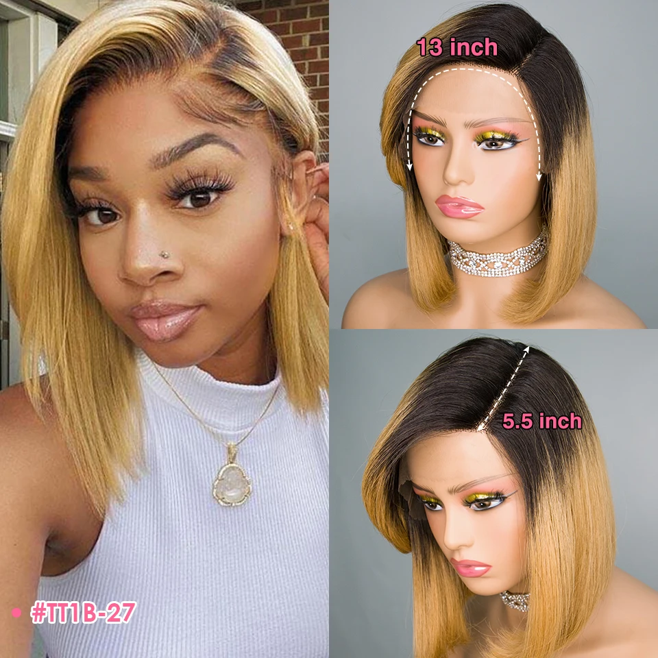 Blond Bob Wig Short Lace Front Straight Wig 13x5x1 T Part Bob Lace Human Hair Wigs for Women Pre Plucked Brazilian Remy Hair Wig