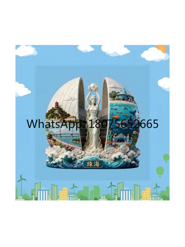 Zhuhai merchandise refrigerator stickers statues tourist attractions souvenirs