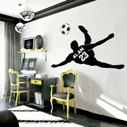 Custom Name Number Soccer  Player Jersey Wall Sticker Boy Kids Playroom  Football  Sport Shooting Wall Decal Bedroom