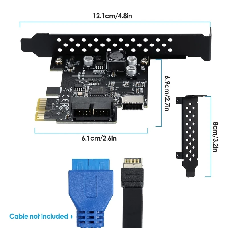 Pci-e 1x para usb 3.2 gen1 5gbps tipo-e placa expansão a-key, conector do painel frontal 20 pinos para pc