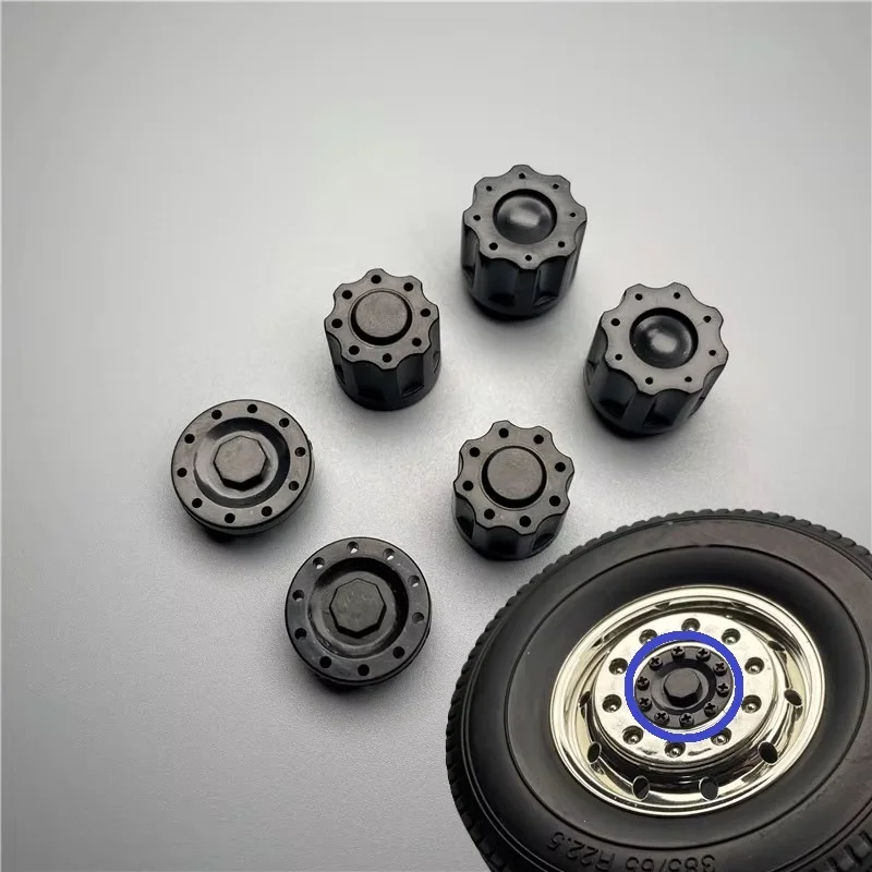 RC 1/14 Maßstab Radnabenabdeckung M4 Sicherungsmutterabdeckung Spindelkopf für Tamiya Dump für SCANIA MAN VOLVO LKW Kipper DIY Teile – Detail 6