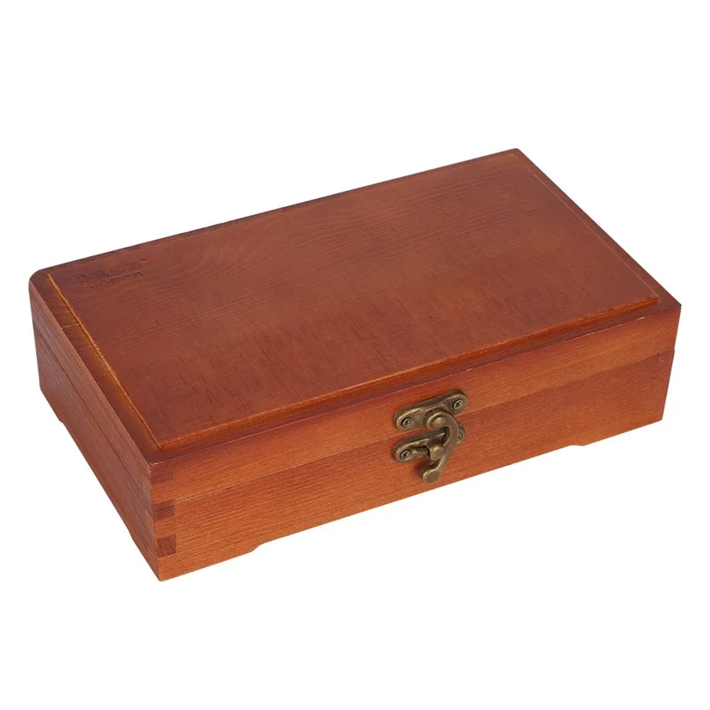 1PCS Solid Wood Material Wooden Storage Box Hinged Lid Design Lockable Closure Pencil Storage Case Jewelry Organizer Box