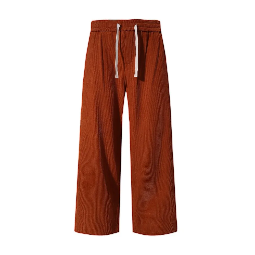 Fleece Corduroy Basic Solid Retro Office Button Wide Leg SweatPants Trousers for Women Men Streetwear Winter Spring Trends Pants