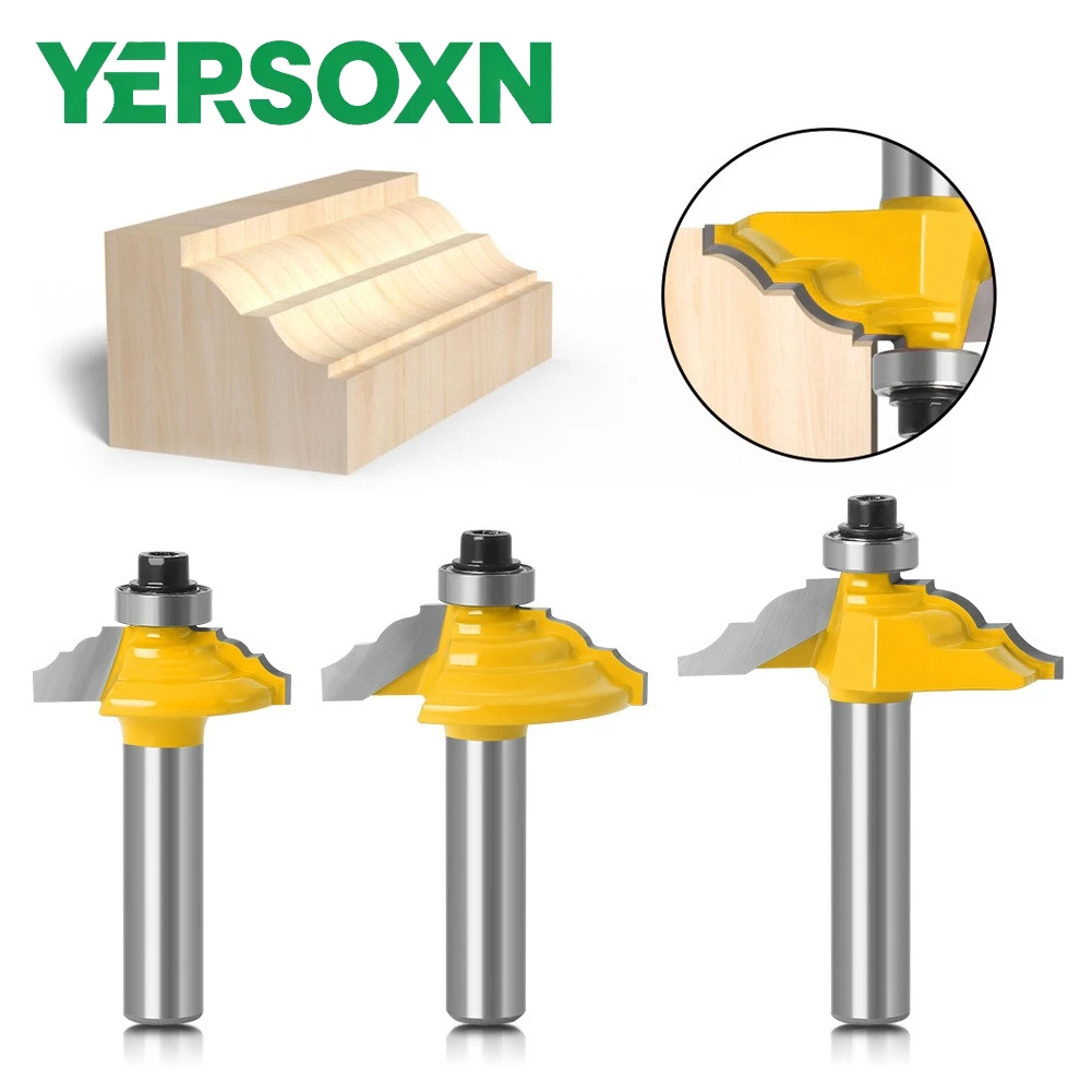 1/4PCS 8mm Shank Table Edge Router Bit French Baroque Line Router Bits Woodworking Cutter Tenon Cutter for Woodworking Tools