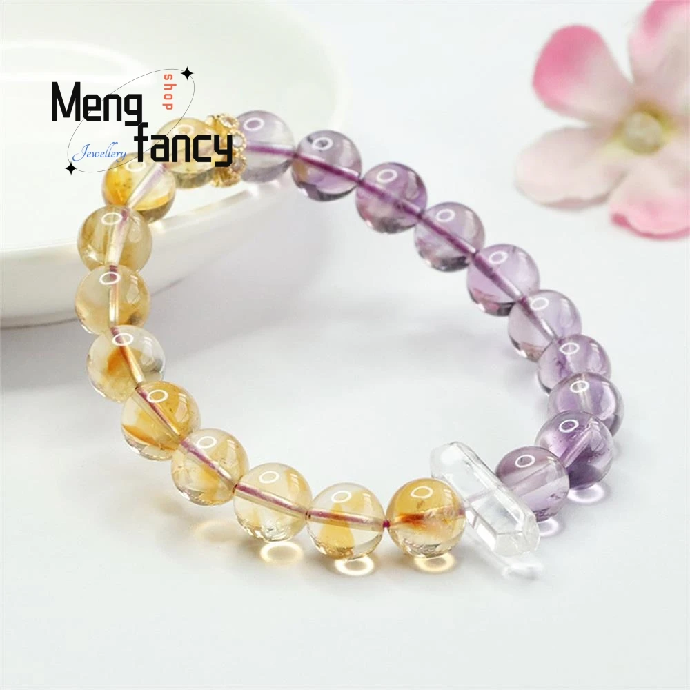 Amethyst alami Citrine bulat manik elegan gelang indah berwarna harta karun sederhana kelas tinggi Fashion perhiasan hadiah liburan