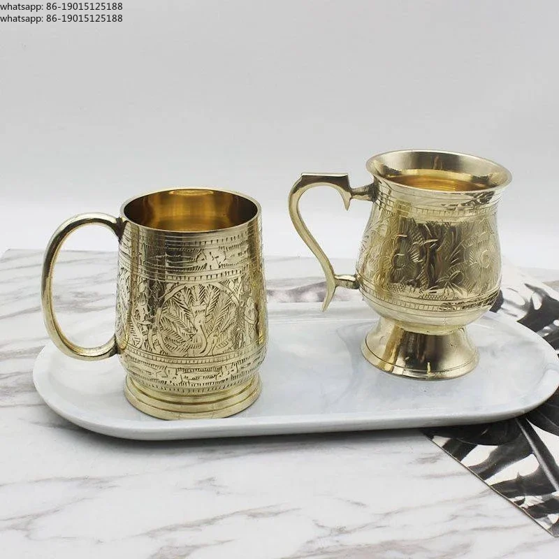 

Imported brass hand-carved water cup, Tibetan Xinjiang milk tea cup, court style black gold and silver three colors