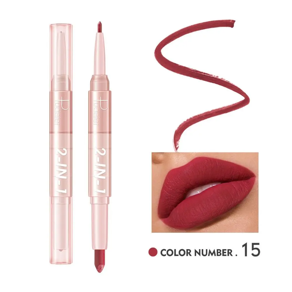 Makeup Lip Care Matte Double Head Lip Liner Pencils Waterproof Non-Stick Cups 2 In 1 Lipstick Natural Smooth Lipliner Pen Women