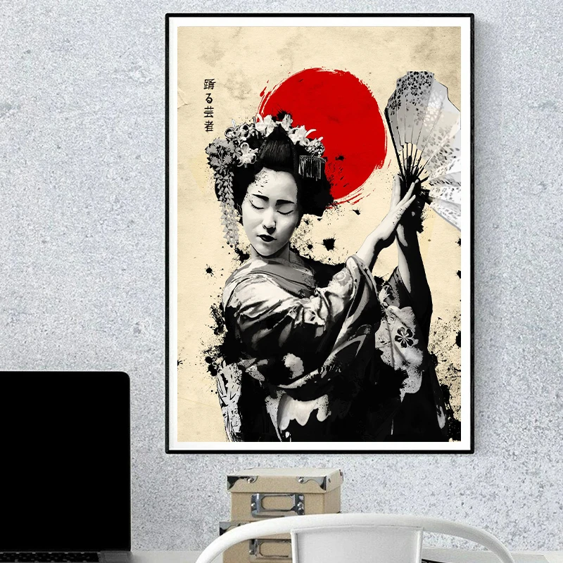 Samurai Oni Warrior Ninja Wakizashi Japan Sumi E Legend Canvas Painting Retro Posters and Prints Wall Art Picture for Home Decor