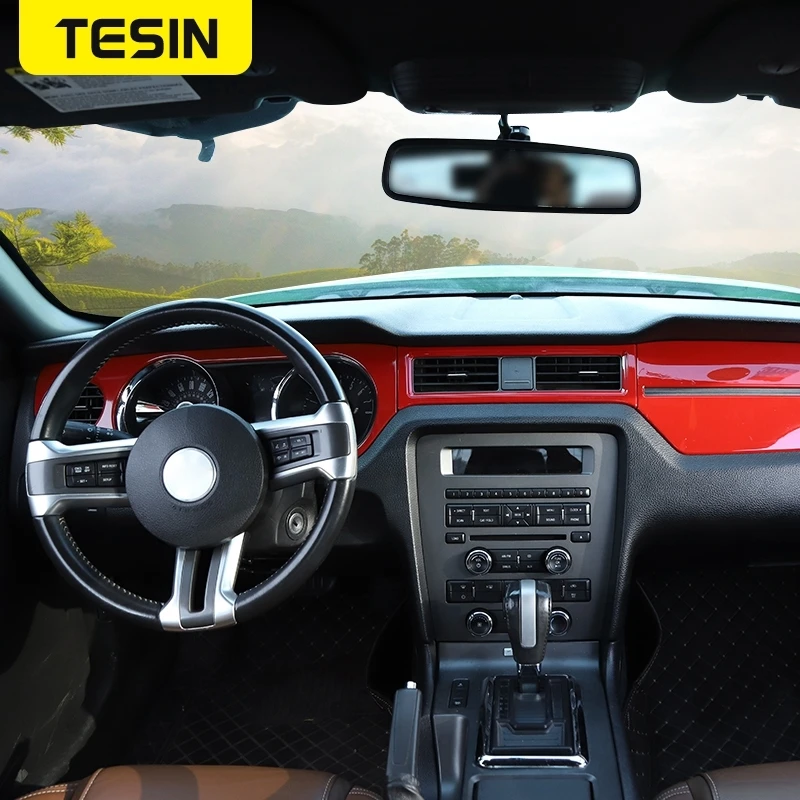 Abs fibra de carbono console central do carro painel decoração