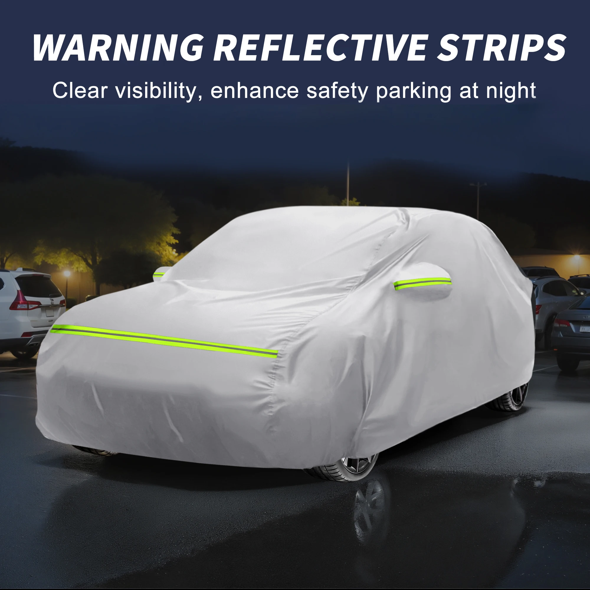 

Uxcell Waterproof Car Cover Aluminum Film,Cotton Car Outdoor Full Car Cover with Driver Door Zipper All Weather Protective Cover