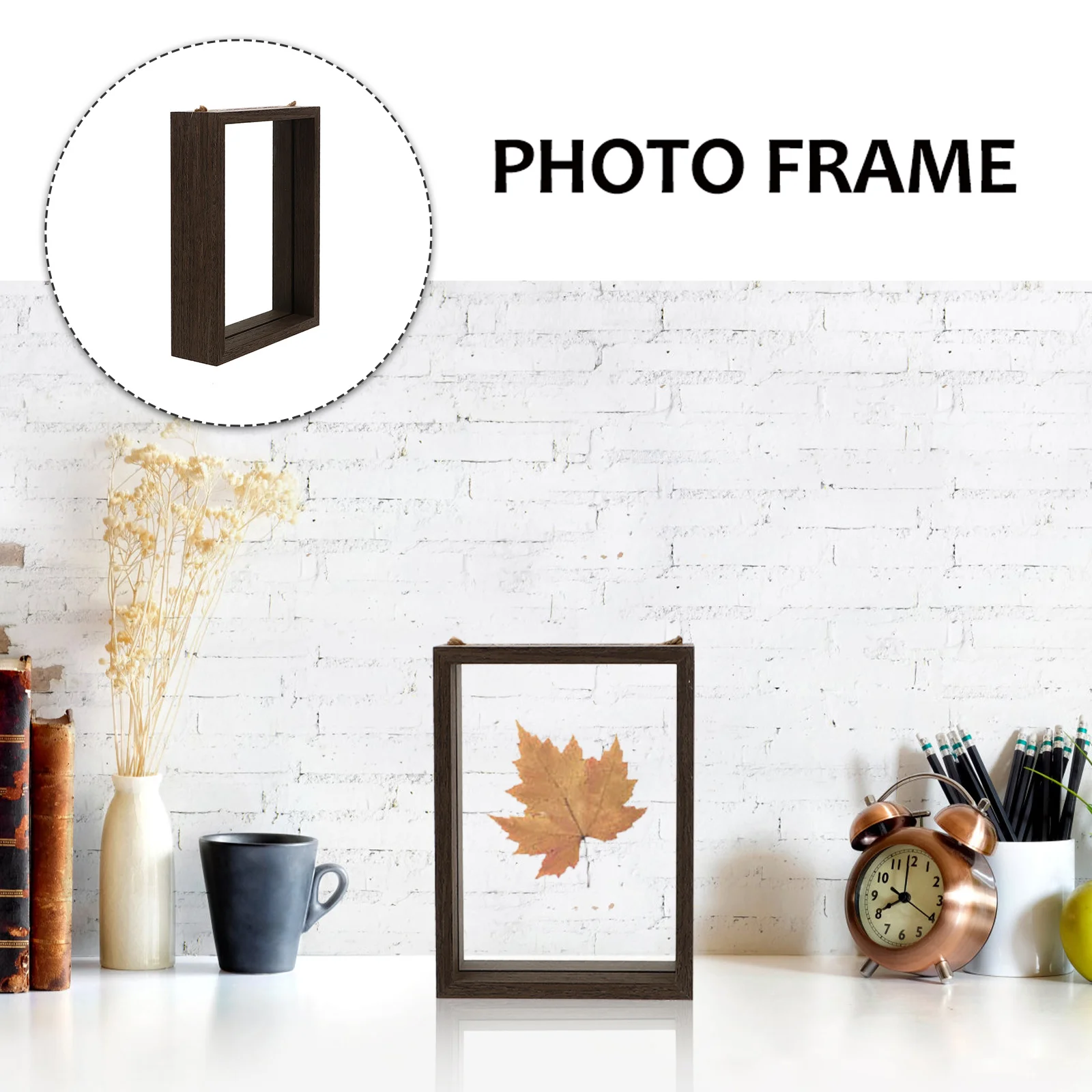 

Wooden Photo Frame Vintage Specimen Display Frames for Office Home Desktop Picture Holder Material Simple Design