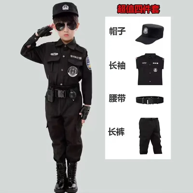New Halloween Children Policeman Cosplay Costume Boys Girls Kid Police Uniform Army Policemen Clothing Sets Party Dress Up Gift view 4