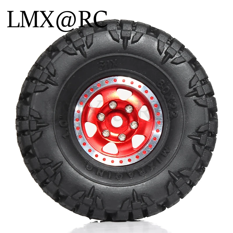 4pcs 60mm 1.0" Metal Beadlock Wheel Tire Set For 1/18 1/24 RC Crawler Car TRX4M SCX24 AX24 FCX24 Upgrade Parts Accessories