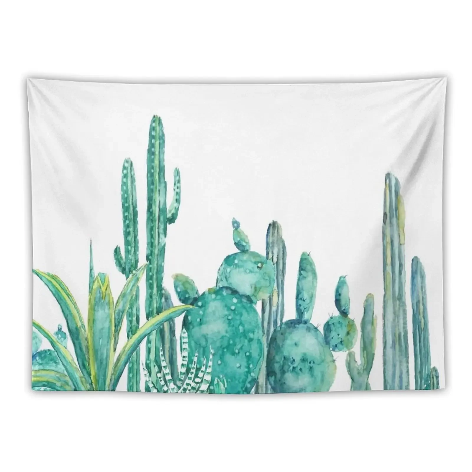 

Green cactus jungle watercolor Tapestry Tapete For The Wall Custom Tapestry