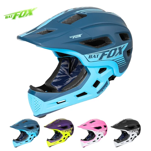 Imagen 1 del producto BATFOX-casco de cara completa para niños, desmontable, para ciclismo, bicicleta, deporte al aire libre, conjunto de rodilleras, sombrero de seguridad, cascos de bicicleta