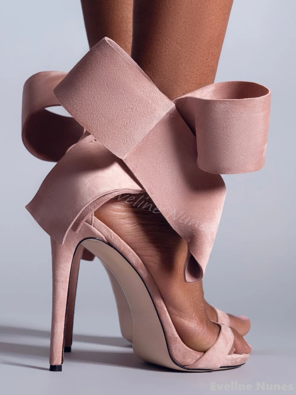 

Oversized Bow One Word Belt Sandals Women Round Toe Stiletto Heel Solid Ankle Strap High Heel Ankle Strap Elegant Simple Sandals