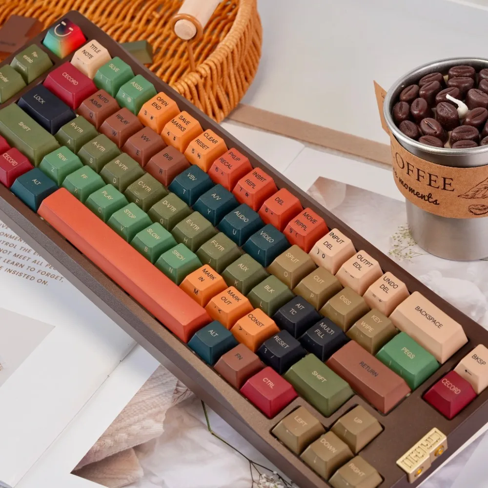 Cecord Theme Keycap Set 139key PBT Custom Retro Keyboard Cap Cherry Profile Gaming KeyCap for Mechanical Keyboard Accessories