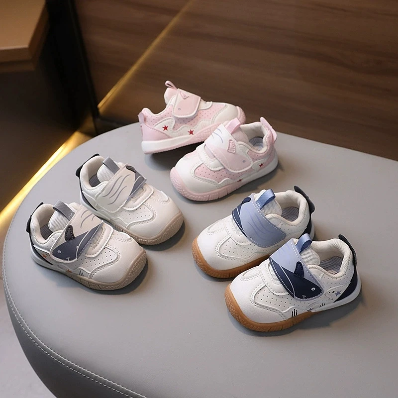 

Cartoon Infant Tennis Sneakers Four Seasons Boys Girls First Walk Shoes Size 16-26 Leather Soft Baby Single Shoes