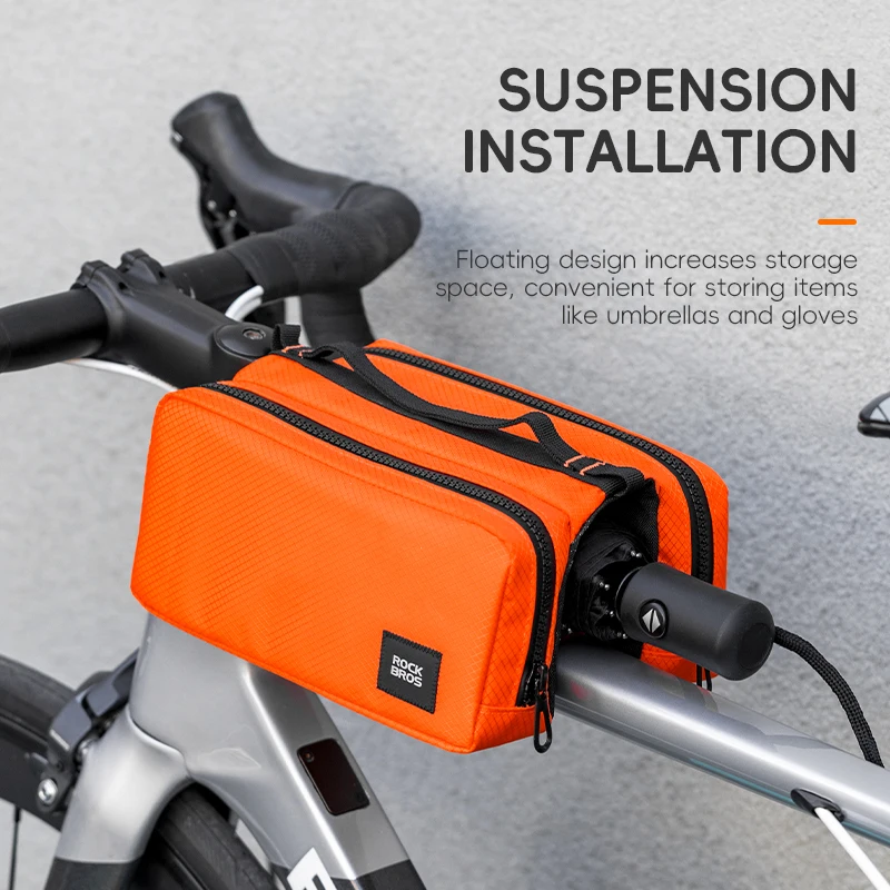 ROCKBROS Bicycle Top Tube Bag 2L Capacity Scratch-Resistant Road Mountain Bike Frame Bag Cycling Tools Bag Stable Elastic Band