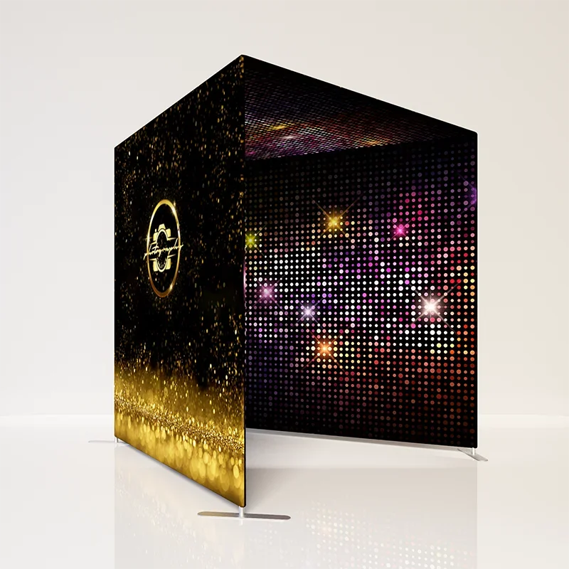 カスタム3面カメラテンションスタンド背景写真撮影用背景幕 イベントフォトブースライトウォール用