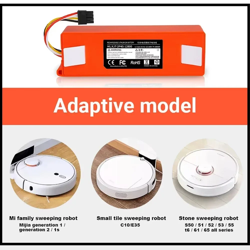 2025 NewOriginal14.4V Li-ion Battery RoboticVacuum CleanerReplacement Battery for Xiaomi Robot Roborock S50S51S55Accessory Spare